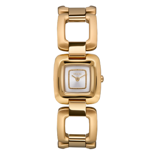 Nixon Sisi Watch in All Gold/Silver — 24mm stainless steel case with linked bracelet, tool-free extra link adjustment, Miyota quartz movement, and 100-meter water resistance