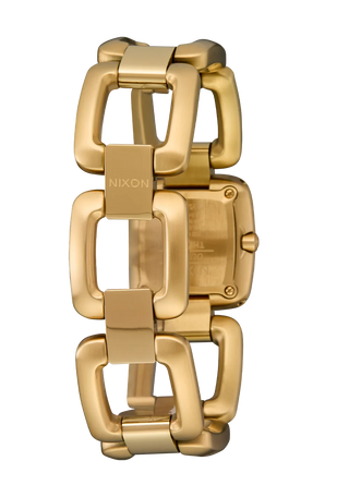 Nixon Sisi Watch in All Gold/Silver — 24mm stainless steel case with linked bracelet, tool-free extra link adjustment, Miyota quartz movement, and 100-meter water resistance