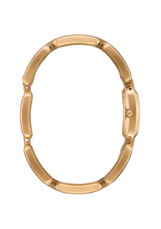 Nixon Sisi Watch in All Gold/Cognac — 24mm stainless steel case with linked bracelet, tool-free extra link adjustment, Miyota quartz movement, and 100-meter water resistance