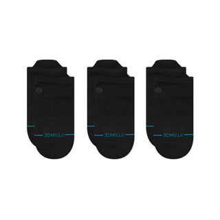 Stance Icon Low Tab Socks 3 Pack in Heather Black — soft cotton blend with low tab height for all-day comfort and blister protection.

