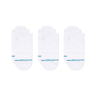 Stance Icon Low Tab Socks 3 Pack in White — low tab height for all-day comfort and blister protection, 3-pair value set.

