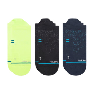 Image: A 3-pack of Stance Atheltic Volt performance tab socks, designed for active individuals.