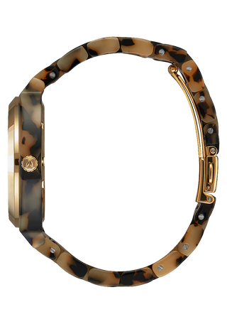 Nixon Time Teller Acetate Cream Tortoise watch with handcrafted acetate bracelet and minimalist analog dial.