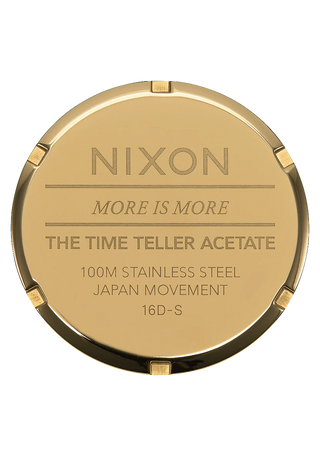 Nixon Time Teller Acetate Cream Tortoise watch with handcrafted acetate bracelet and minimalist analog dial.