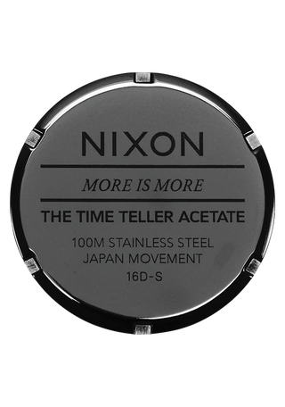 Nixon Time Teller Acetate Tortoise/Oxblood watch with handcrafted acetate bracelet and deep oxblood analog dial.