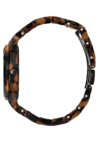 Nixon Time Teller Acetate Tortoise watch with handcrafted acetate bracelet and minimalist analog dial.