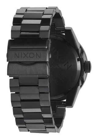Nixon Corporal Stainless Steel watch in All Black with military indices, faceted bracelet, and durable raised bezel.