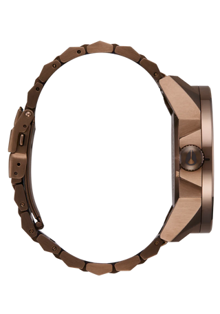 Nixon Corporal Chocolate/Dark Roast analog watch with stainless steel bracelet and rugged brown field-style dial.