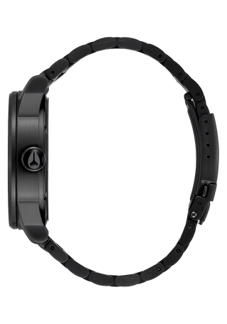 Image of the Nixon Sentry Stainless Steel All Black Black watch, showcasing its black design and stainless steel bracelet.