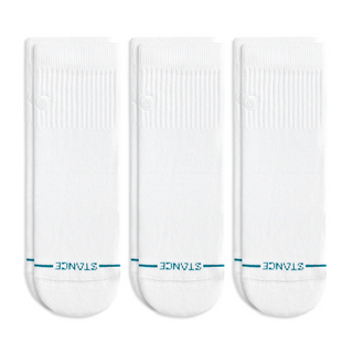 Stance Icon Quarter Socks 3 Pack in White/White