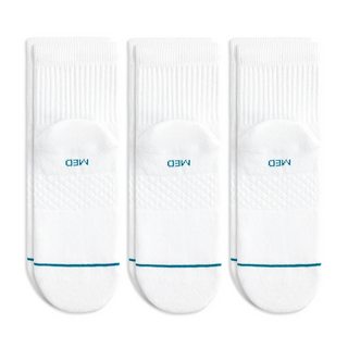 Stance Icon Quarter Socks 3 Pack in White/White