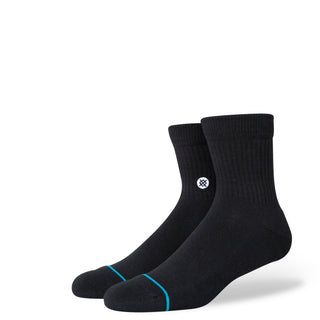 Black Stance Quarter Socks with medium cushioning and seamless toe closure.