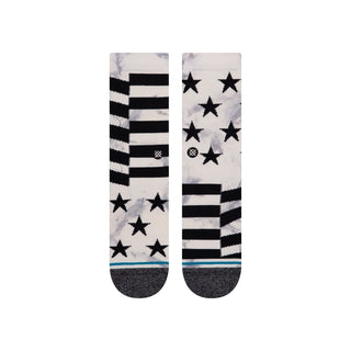 Image: Stance's Sidereal 2 Socks in Grey, featuring classic sock height and bold stars and stripes pattern.