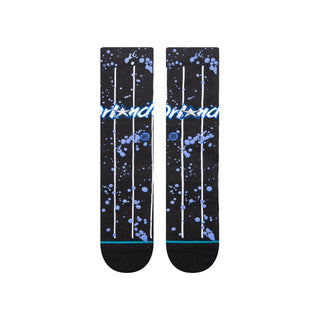 Stance x NBA Orlando Magic Overspray Crew Socks in black with team colors, made from a comfortable cotton blend.