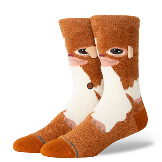 Stance Gizmo Crew Socks in Brown — soft poly blend crew sock featuring the iconic Gizmo Mogwai from Gremlins with bold novelty graphic design.

