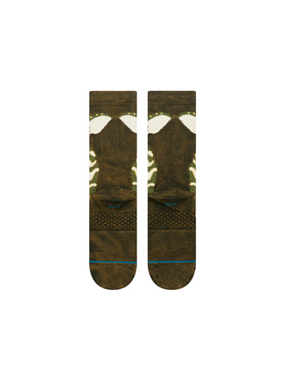 Stance Stripe Gremlins Crew Socks in Dark Green — combed cotton blend crew sock featuring the iconic Stripe villain from Gremlins with bold novelty graphic design.


