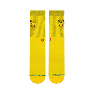 Stance Pikachu crew socks in yellow with embroidered Pokémon design and cushioned comfort.