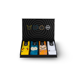 Stance Pokémon Trainer Box Set — 30th Anniversary 4-pack including Pikachu, Snorlax, and Arcanine crew socks plus an exclusive UV-reactive Poké Ball Crew with hidden Pokémon graphics visible in sunlight