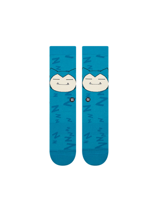 Stance Snorlax Sleepy Crew Socks in Teal — bold Snorlax graphic on front with all-over Z's pattern, crew length, 30th Anniversary Pokémon collection