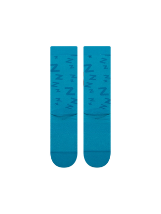 Stance Snorlax Sleepy Crew Socks in Teal — bold Snorlax graphic on front with all-over Z's pattern, crew length, 30th Anniversary Pokémon collection