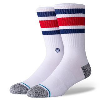 Image: Stance's Boyd ST Crew Socks in Blue, featuring premium comfort, Arch Support, and Infiknit™ durability.