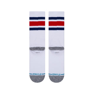 Image: Stance's Boyd ST Crew Socks in Blue, featuring premium comfort, Arch Support, and Infiknit™ durability.
