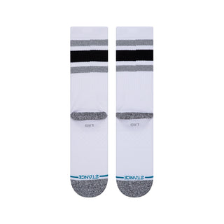 White Stance Boyd Crew Socks with Infiknit durability, medium cushioning, and breathable cotton blend for all-day comfort.