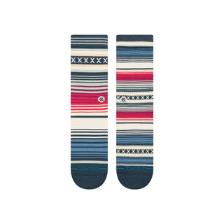 Stance Curren Crew Socks in navy featuring an eclectic Fair Isle print, medium cushioning, and a comfortable cotton blend.