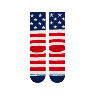Stance The Fourth St. Socks, red with American flag design, medium cushioning, and breathable mesh vents.