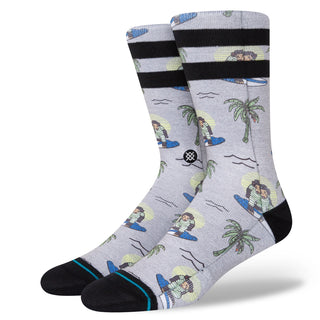 Image: Stance's Surfing Monkey Crew Socks Socks in Grey, featuring classic sock height and plush cushioning for superior comfort.