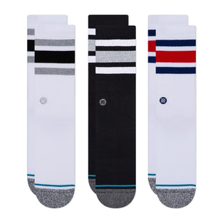 Stance Boyd Crew Socks 3 Pack in multiple colors, offering soft cotton blend comfort and versatile style for any occasion.