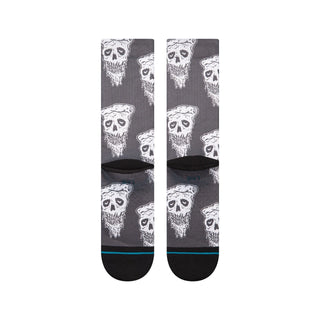 White and black Stance Pizza Face Crew Socks with playful pizza print, medium cushioning, and seamless toe closure.