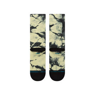 Green and black Stance Well Worn Crew Socks with mid-weight cushioning, INFIKNIT durability, and seamless toe closure.