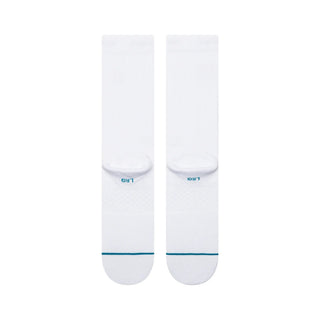 Stance Knicks Crest Crew Socks in White — NBA Crested design on combed cotton blend with targeted cushioning, arch support, and seamless toe closure.

