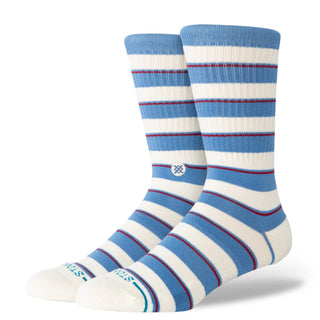 Teal Stance crew socks with striped pattern, mid-calf height, and clean everyday design.
