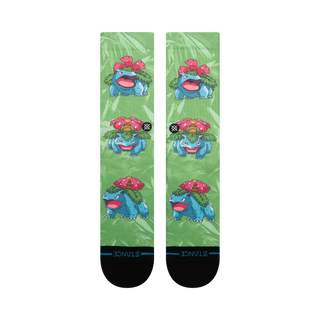 "Stance Venusaur Crew Socks — bold Pokémon Venusaur graphic, mid cushioning, arch support, seamless toe closure, poly blend"