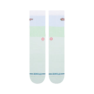Stance Mojo Jojo Crew Socks in White — combed cotton crew with medium cushioning and seamless toe featuring the Powerpuff Girls villain Mojo Jojo in vibrant detail.

