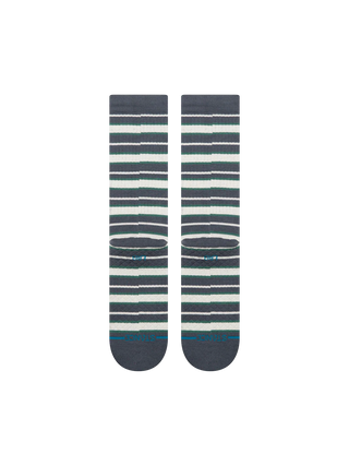 Stance Signature Stripe Crew Socks in Turbulence — cotton blend with enhanced cushioning, Y-gore heel seam, and improved breathability for elevated everyday comfort.

