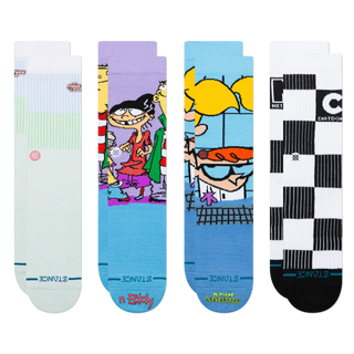 Stance Cartoon Network Box Set Socks in Multi — premium combed cotton crew socks with medium cushioning and seamless toe, featuring iconic Cartoon Network characters in a collectible multi-pair box set.

