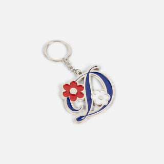 Dime Oversized Floral Keychain in Silver — zinc alloy with enamel fill and branded 32mm keyring, oversized floral design