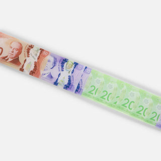 Money Spread Belt in Canadian dollar print on white background