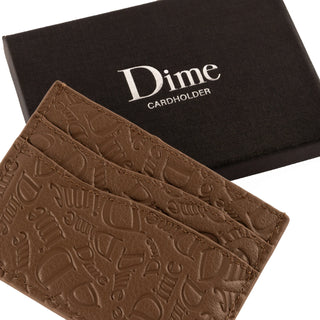 Dime Hahah Walnut Leather Cardholder, 100% leather, compact design for stylish card organization.