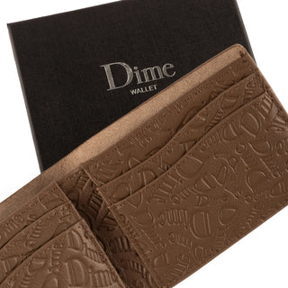 Dime Hahah Walnut Leather Wallet, crafted from 100% leather, slim and sophisticated.