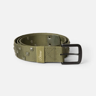 Dime Studded Belt in Army Green, 100% nylon construction with Dime's signature studded design