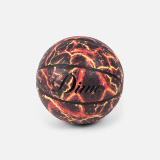 Basketball with fiery design and 'Dime' branding on a white background