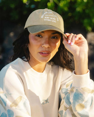 Billabong Dad Cap Hat in Green Ash with curved bill, 100% cotton build, and adjustable strapback closure.