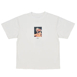 April Skateboards Knockout Tee in White with a boxing graphic centered on the chest and script April logo underneath
