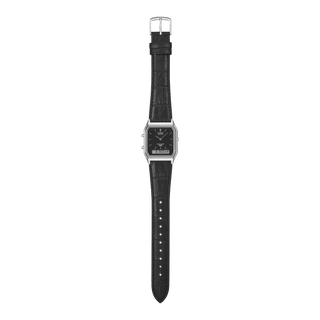 Casio Vintage AQ230EL-1A analog-digital watch with genuine embossed leather band, compact angular face, and classic Casio Vintage design