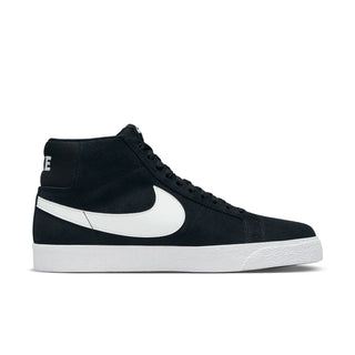 Nike SB Zoom Blazer Mid Skate Shoes in Black/White with flexible sole and responsive cushioning.