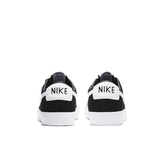 Nike SB Blazer Lot GT in black and white, designed with durable suede and higher taping for added durability.